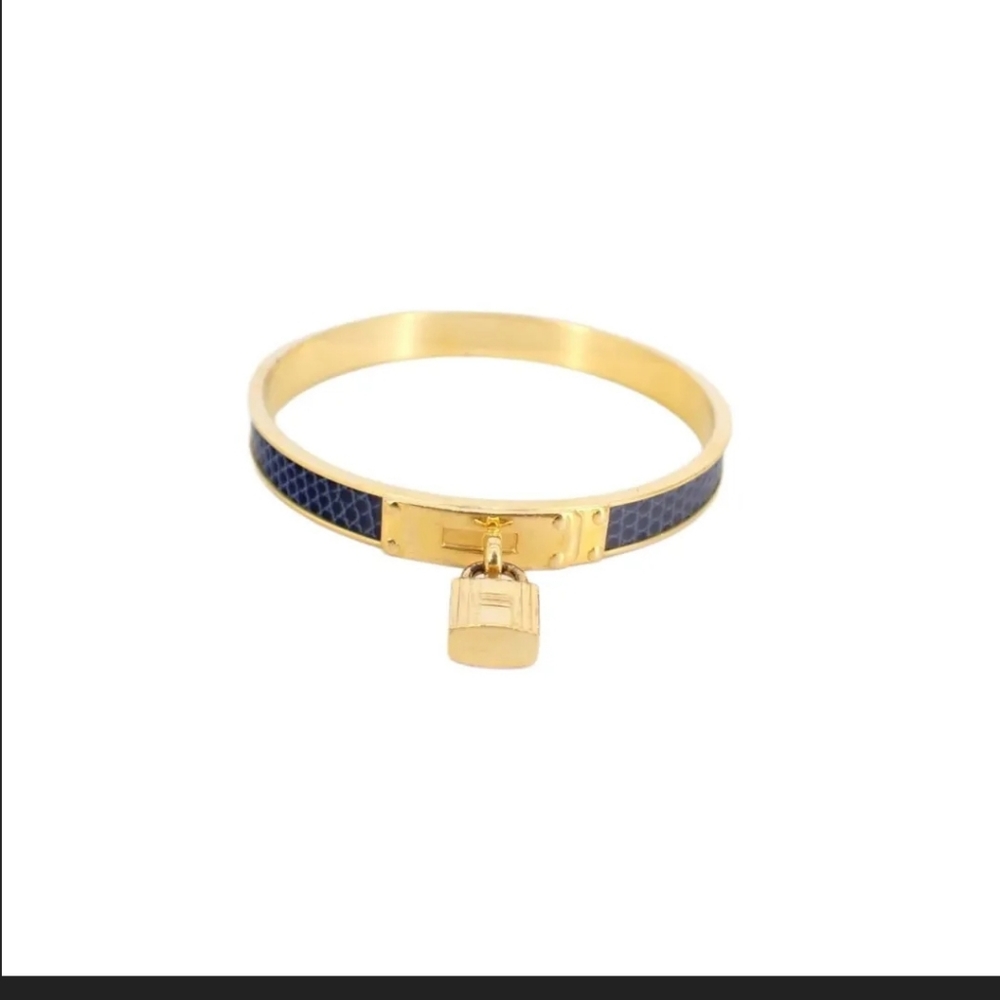 Hermes -Blue  Kelly H Lock - Cadena Charm Bracelet